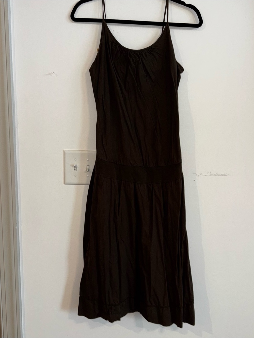 James Perse Chocolate Brown Midi Slip Dress with Thin Straps
